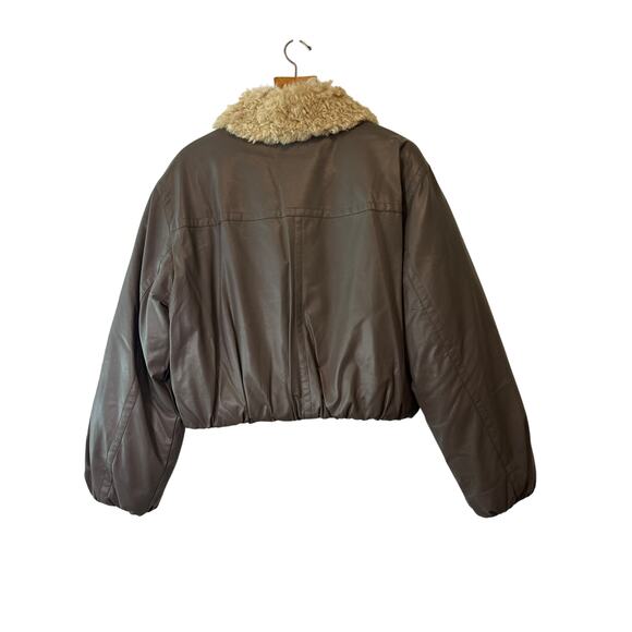 Stand Studio Fran Faux Fur Bomber Jacket Brown Size 6 NWT Free People - Picture 4 of 12